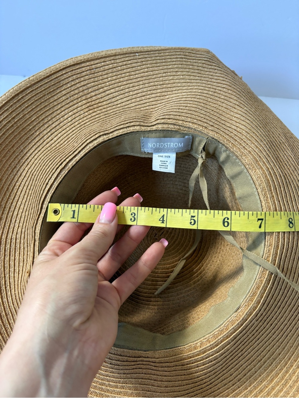 Nordstrom Straw Tan Floppy Wide Brim Hat Black Ribbon Cruise Resort Coastal Sun - Picture 5 of 5